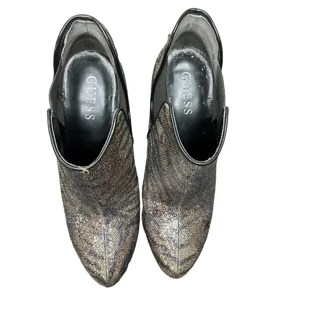 Women's Size 7.5 Guess Ortena 2 Bronze Zebra Sequin‎ Glitter Booties Short Boots